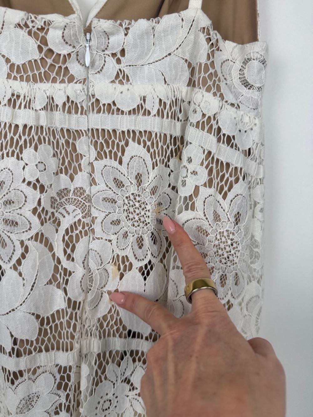 For Love & Lemons Gianna Midi Dress Bodycon White Lace Bodysuit Lined Size M - Picture 11 of 16